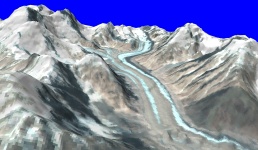 H&ouml;henmodell mit &uuml;berlagertem Satellitenbild (Chitral/Nord-Pakistan)